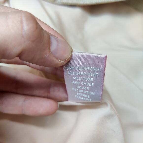 Rebecca Taylor Tweed Cropped Beaded Jeweled Blazer Beige 4 Preppy Old Money - Picture 9 of 13